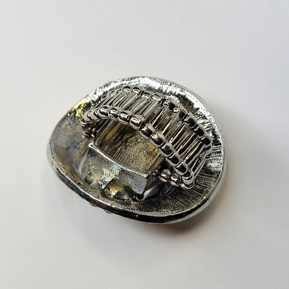 Large Yellow Rhinestone Stretch Ring - Picture 5 of 7